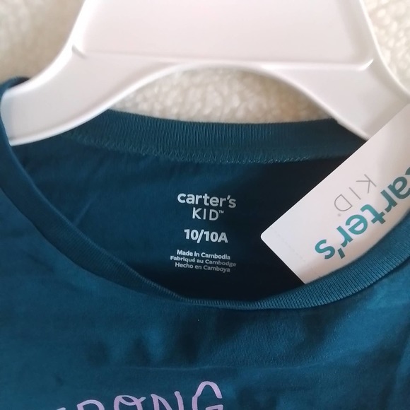 Carter's Kid Long Sleeve Cotton T-Shirt Girl's Size 10 Teal w/ Diversity Theme - Picture 8 of 11